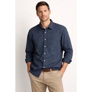 Eddie Bauer Men's Long Sleeve Shirt XL Navy Legend Wash Normcore Granola Gorp